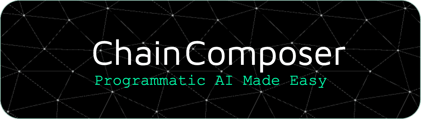 ChainComposer wordmark over a connected-node background